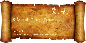 Körözsi Apor névjegykártya